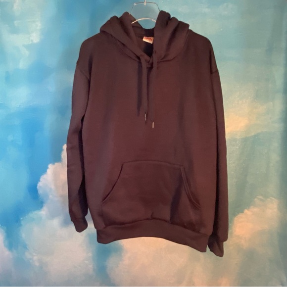 HILL HEAVY WEIGHT BLANK NAVY BLUE PULLOVER HOODIE - SZ L - Picture 1 of 2